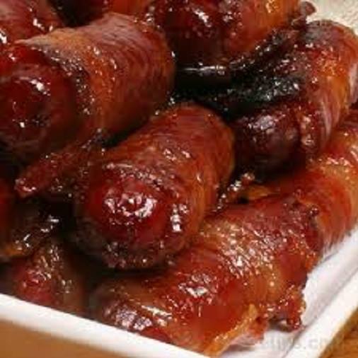 Bacon wrapped little smokies in Hawaii Balsamics Spicy Mango Balsamic